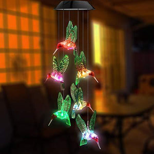 Solar-Powered Dangling Hummingbird Lights